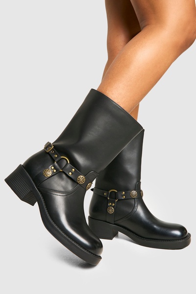 Western Style Buckle Detail Boots