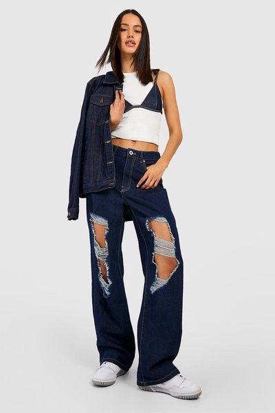 Basics Mid Rise Ripped Boyfriend Jeans