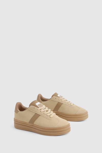 Faux Suede Stripe Gum Sole Trainers