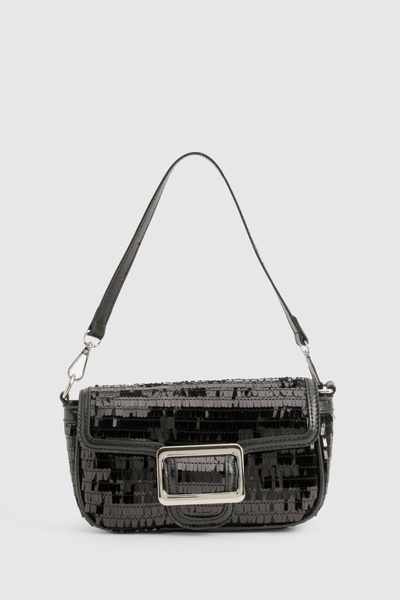 High Shine Sequin Buckle Shoulder Bag