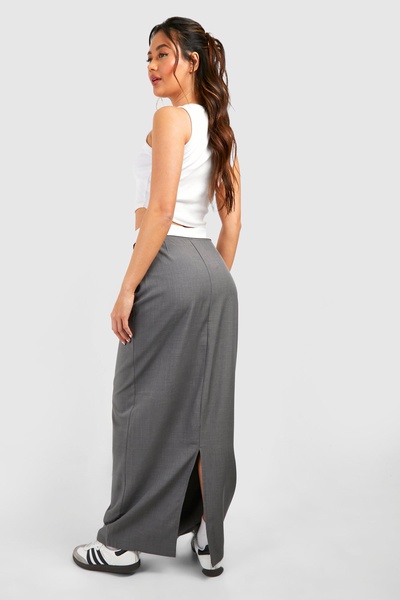 Marl Effect Waistband Detail Maxi Skirt