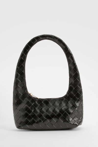 Black Woven Shoulder Bag  