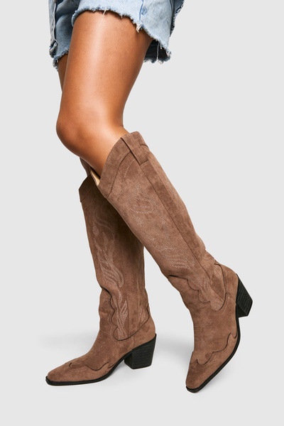 Knee High Heeled Western Cowboy Boots