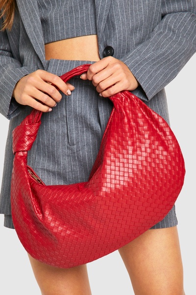 Woven Knotted Strap Detail Oversized Shoulder Bag