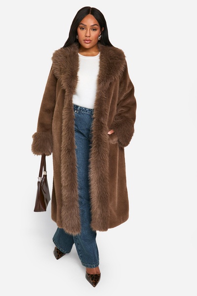 Plus Faux Fur Bonded Midaxi Coat