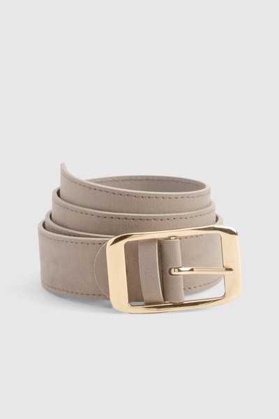 Faux Suede Chunky Gold Buckle Boyfriend Belt