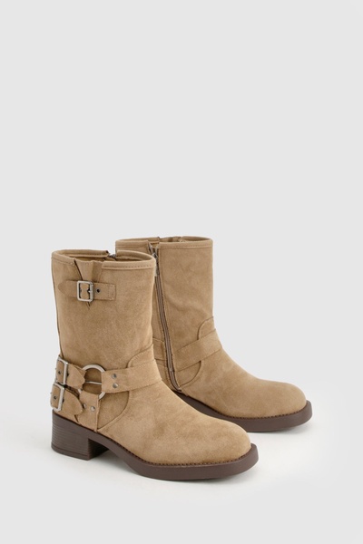 Faux Suede Buckle Detail Boot 