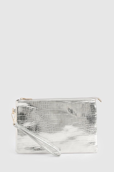 Croc Zip Top Clutch Bag