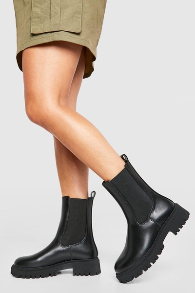 Tab Detail Chunky Chelsea Boots