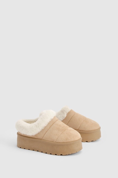 Faux Fur Platform Cozy Mules