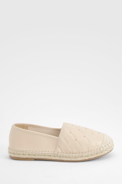 Closed Toe Quilted Stud Detail Espadrilles