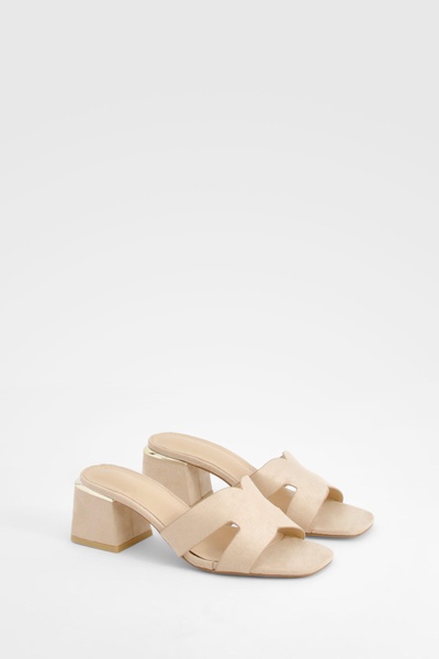 Cut Out Block Heeled Mules