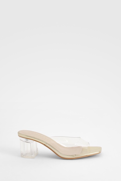 Clear Block Heeled Mules