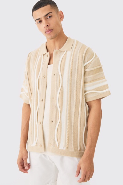 Boxy 3d Jacquard Knit Shirt