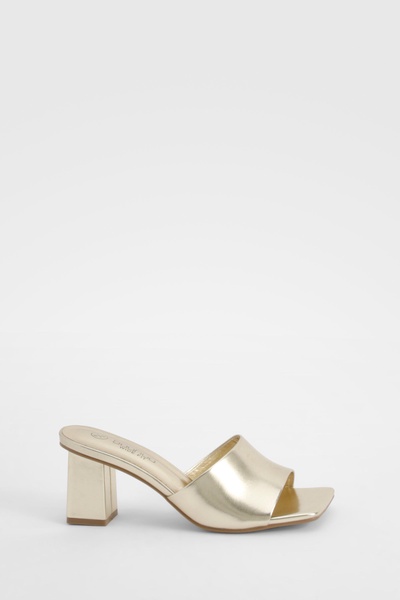 Wide Fit Low Block Heeled Mules       