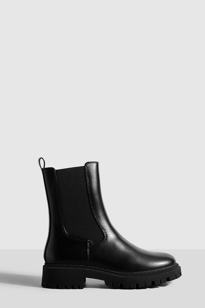 Tab Detail Chunky Chelsea Boots