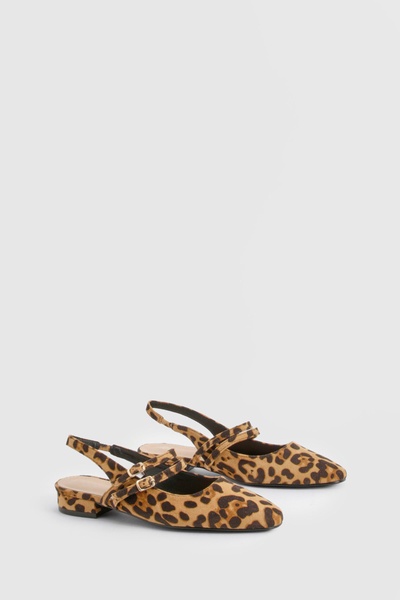 Leopard Slingback Flats with Double Strap