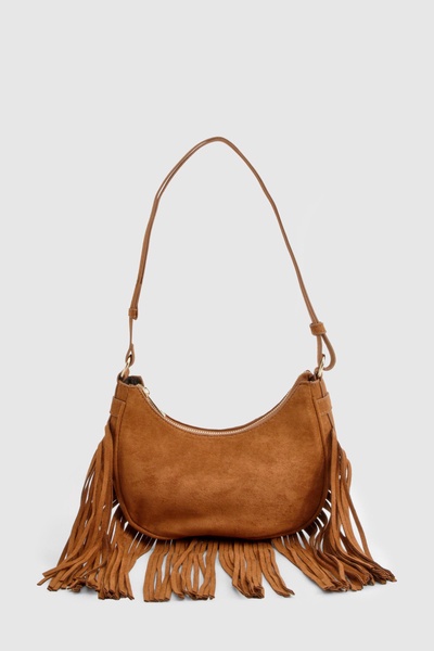 Fringed Faux Suede Shoulder Bag