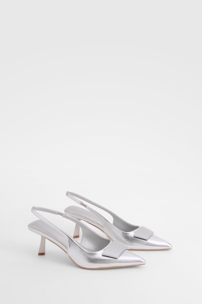 Metallic Trim Detail Slingback Court Shoes 