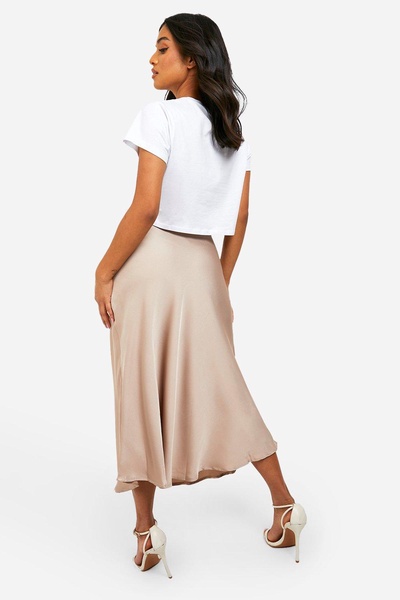 Petite Satin Midi Skirt