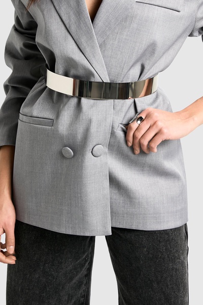 Silver Metal Chunky Waist Belt