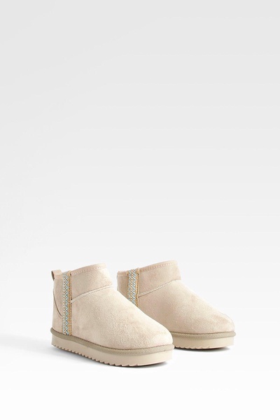 Embroidered Detail Ultra Mini Cozy Boots