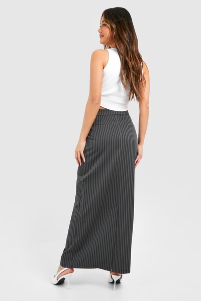 Pinstripe Tailored Maxi Skirt 