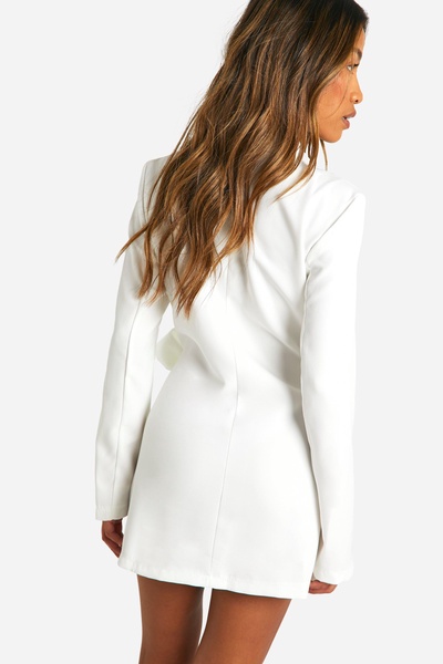 Wrap Drape Front Tailored Blazer Dress