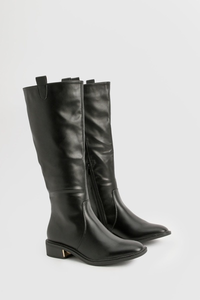 Wide Width Tab Detail Knee High Boot