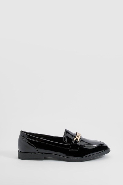 Wide Width Chain Trim Patent Loafers