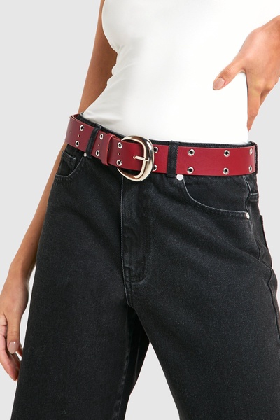 Chunky Eyelet Detail Cherry Red Belt