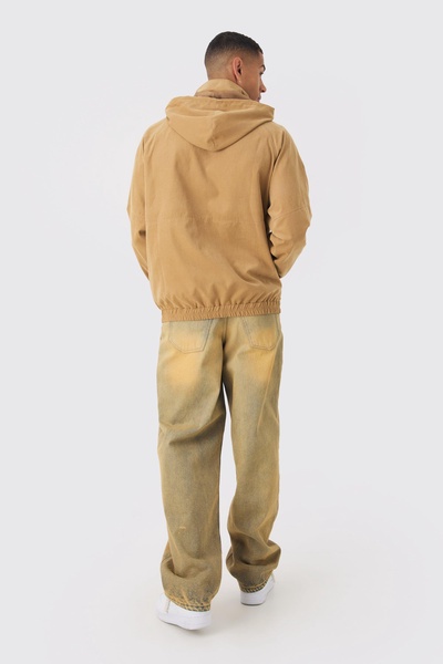 Peached Hooded Windbreaker In Tan