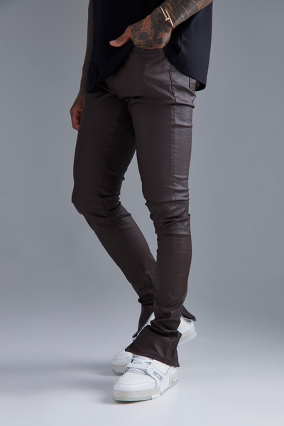 Skinny Stacked Zip Hem Coated Jeans