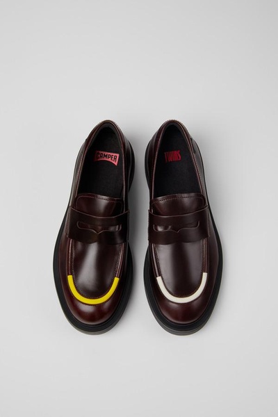 Burgundy leather shoes for men