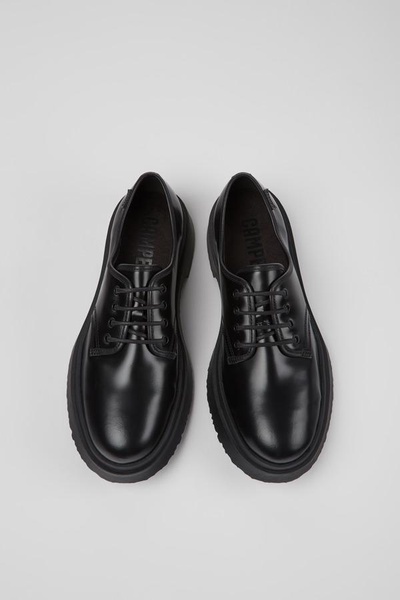 Black leather shoes for men