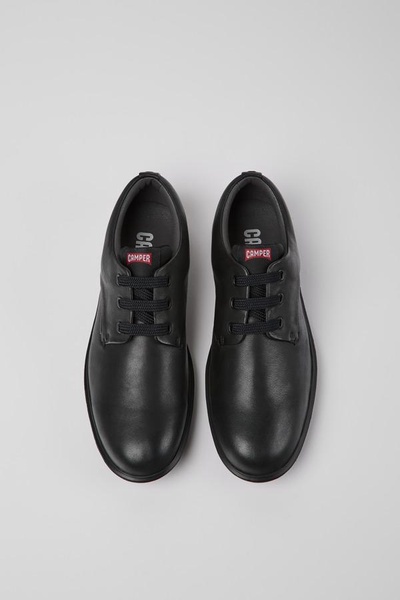 Black leather blucher shoes