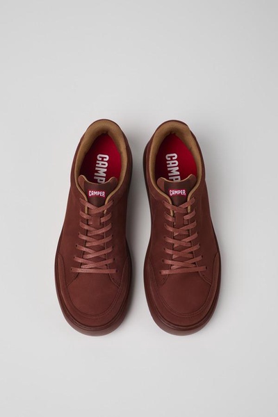 Red nubuck sneakers for men