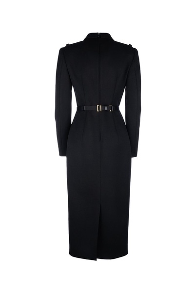 Prada High Neck Belted Waist Midi Dress