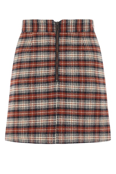 See By Chloé Check Pattern Zipped Skirt