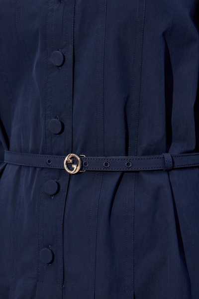 Gucci Belted Waist Pleated Shirt Dress