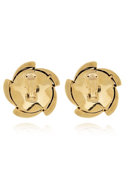 Saint Laurent Floral Motif Clip On Earrings