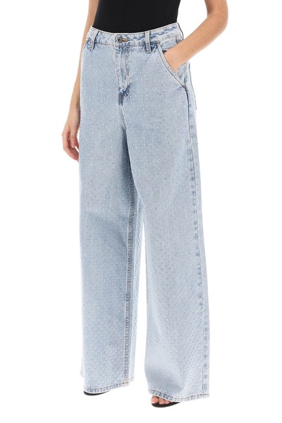 Self-Portrait Embellished Wide Leg Jeans