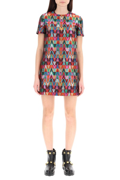 Valentino V Optical Logo Jacquard Mini Dress