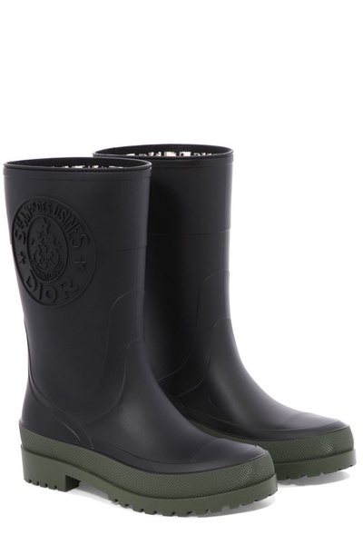 Dior Logo Embossed Round Toe Rain Boots