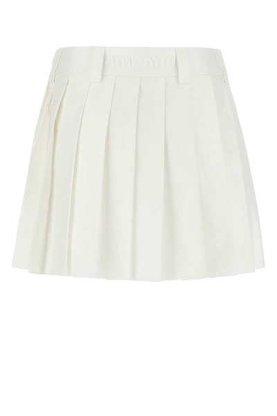 Miu Miu Logo Detailed Pleated Mini Skirt