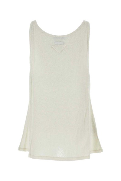 Ivory Linen And Cotton Oversize Tank Top