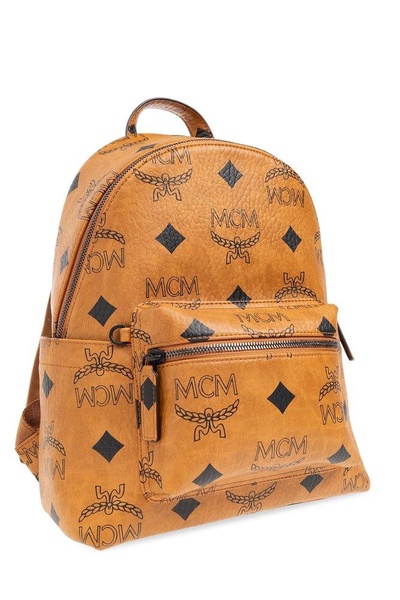 MCM All-Over Logo Printed Zipped Backpack