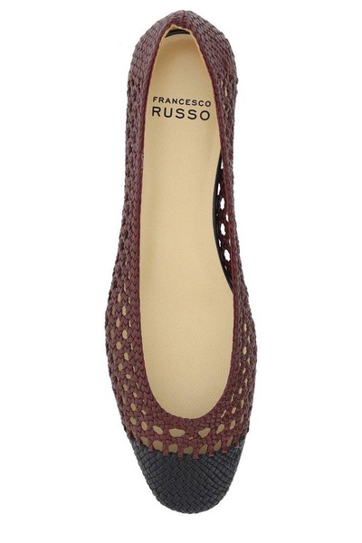 Francesco Russo Cut-Out Detailed Contrasted-Toe Ballerinas