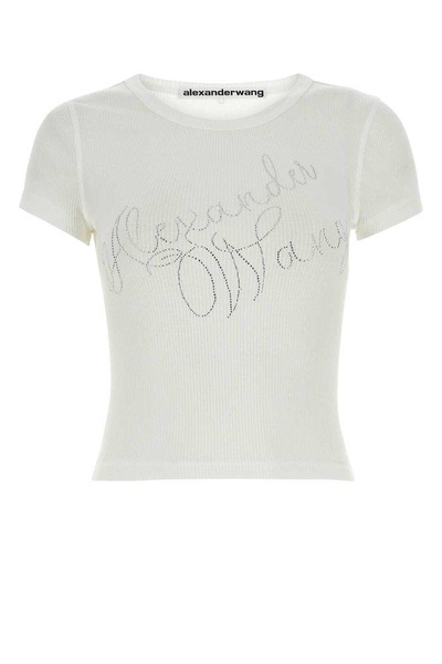 Alexander Wang Hotfix Cursive-Logo Crewneck T-Shirt