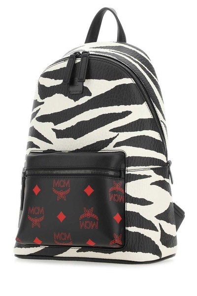 MCM Animal Printed Logo Plaque Detailed Backpack